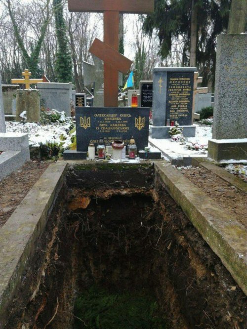 Семья Владимира Михайлишина, которого похоронили на месте украинского писателя Александра Олеся и его жены Веры Кандыбы, не знала о том, что раньше эта могила принадлежала известному поэту. 