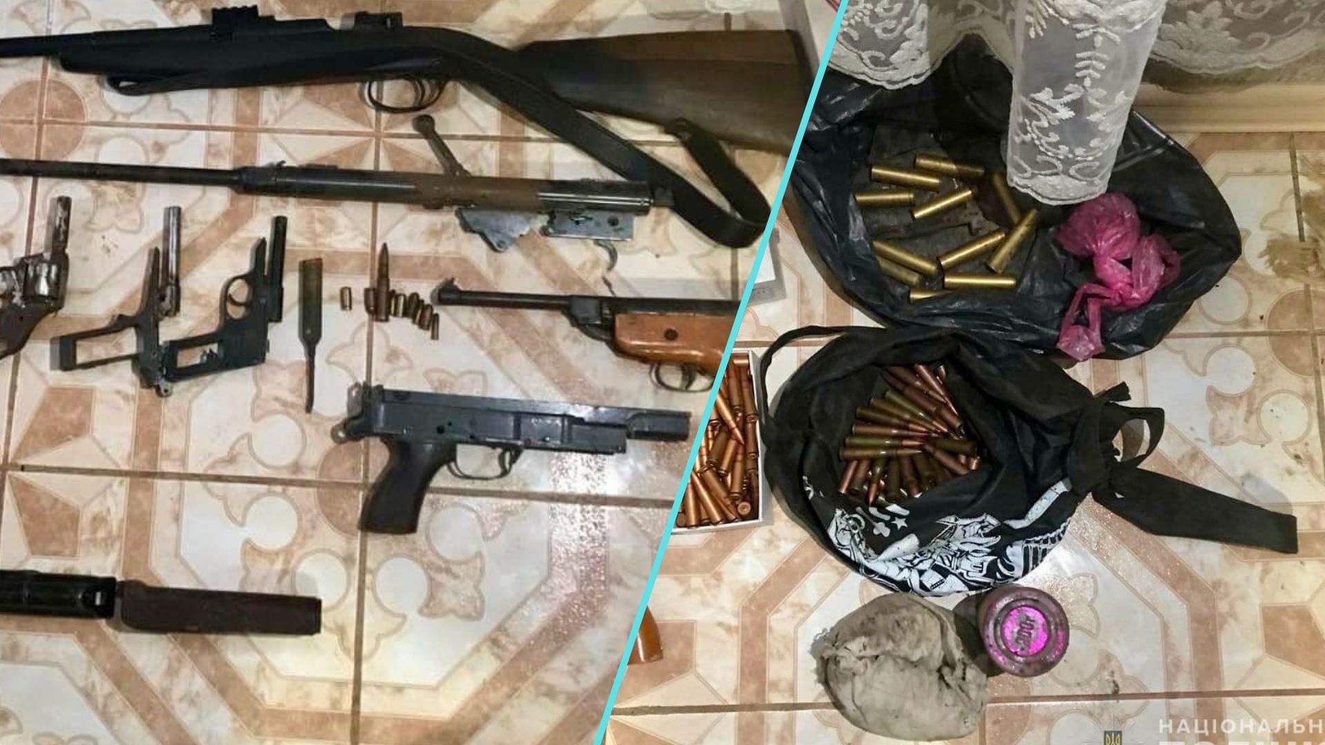 На Хустщині поліція провела обшук у зловмисника, який промишляв ремонтом нелегальної зброї: вилучено сотні набоїв та зброю.