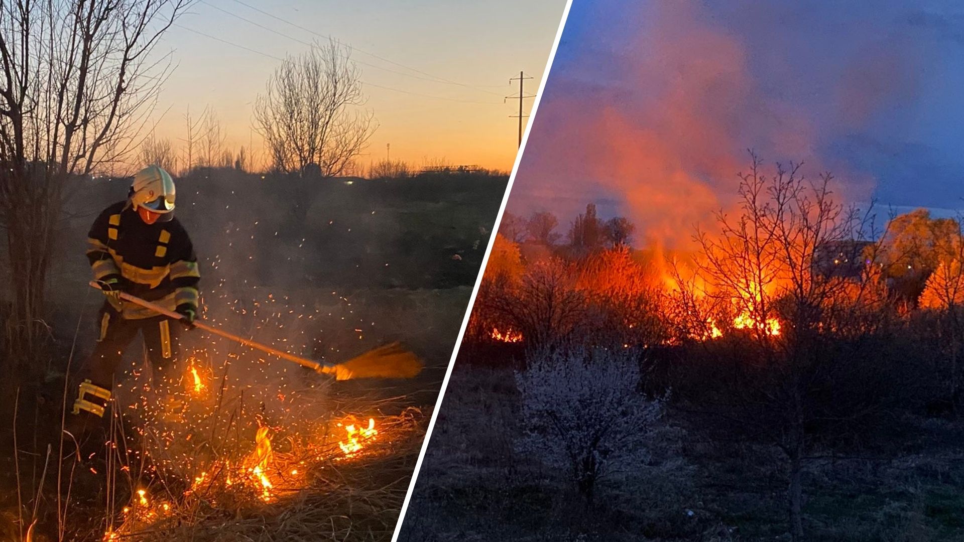 Несмотря на дождливые выходные, в Закарпатской области продолжала гореть сухая трава, что удивило даже опытных пожарных.
