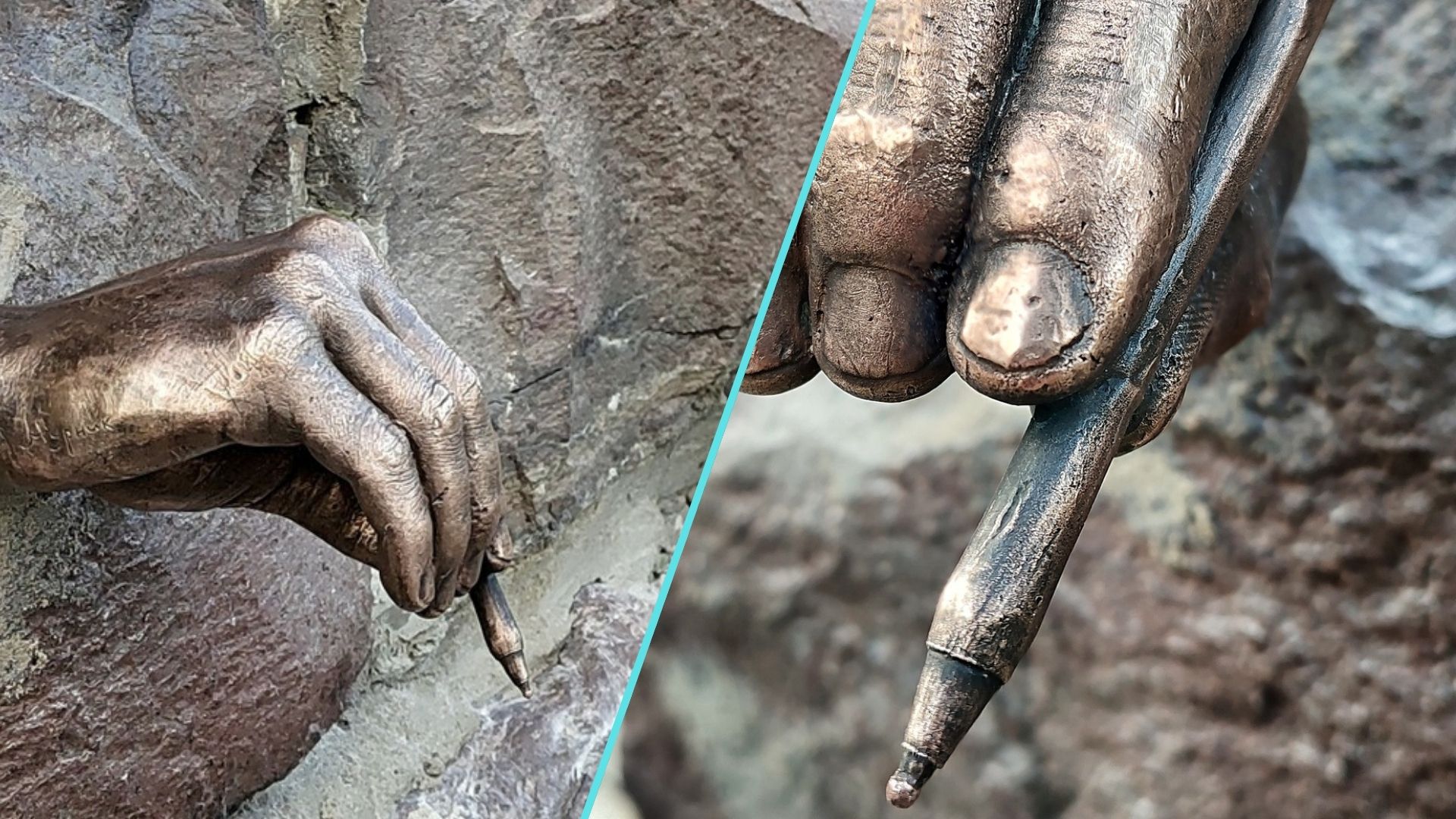 В Ужгороді відкрили міні-скульптуру на честь Ласло Біро (угор: Bíró László József), угорця за походженням, журналіста та винахідника сучасної кулькової ручки.