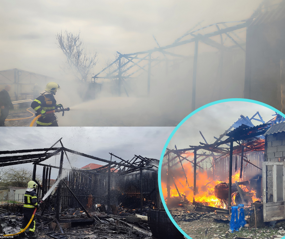 A Vynogradiv közösség Oleshnykjében, miközben szemetet égetett a kertben, egy nő leégette szomszédai faépületét.