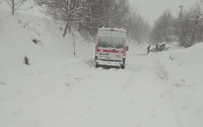 На Закарпатті автомобіль швидкої допомоги застряг у сніговому заторі (ФОТО)