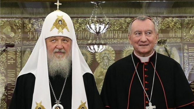 Державний секретар Ватикану кардинал П'єтро Паролін вперше прибув в Росію і зустрівся з президентом Володимиром Путіним і патріархом Кирилом.