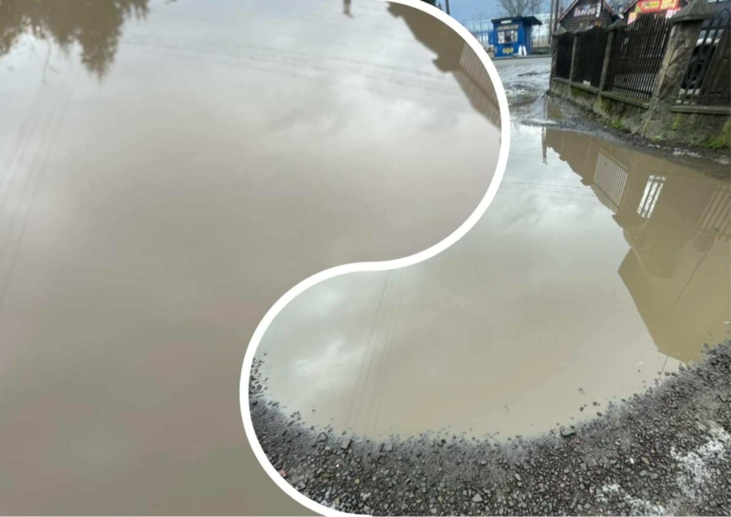 На Закарпатті "водойма" на трасі "відрізала" кабінет стоматолога: звідки тут озеро? (ФОТО)