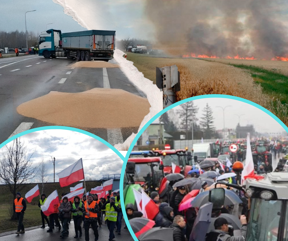 Польські аграрії знову висипали на землю українське зерно, яке ціною власної крові, попри обстріли, виростили українські фермери. Агресивно налаштовані люди перекрили дороги, залізницю та пункти пропуску.