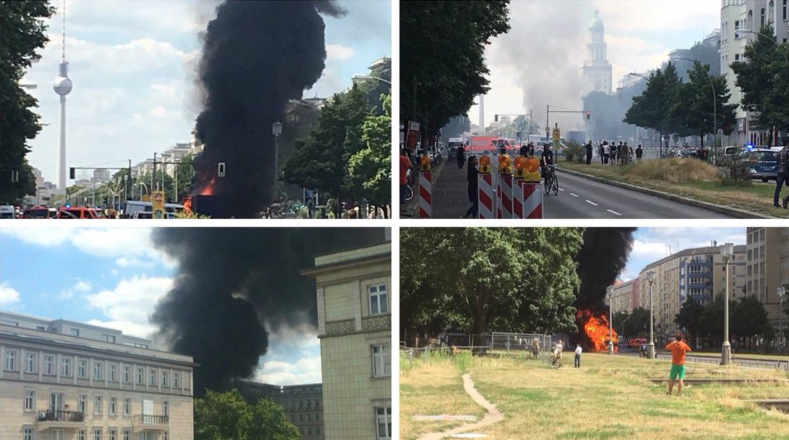 В Берлине прогремел мощный взрыв. Очевидцы сообщают, что взорвался грузовик.
