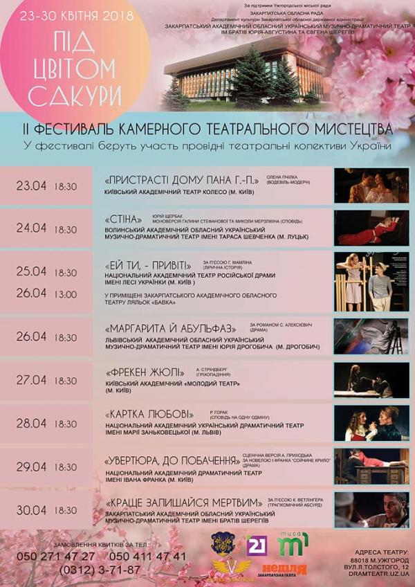 Завтра в Ужгороді стартує театральний фестиваль «Під цвітом сакури».