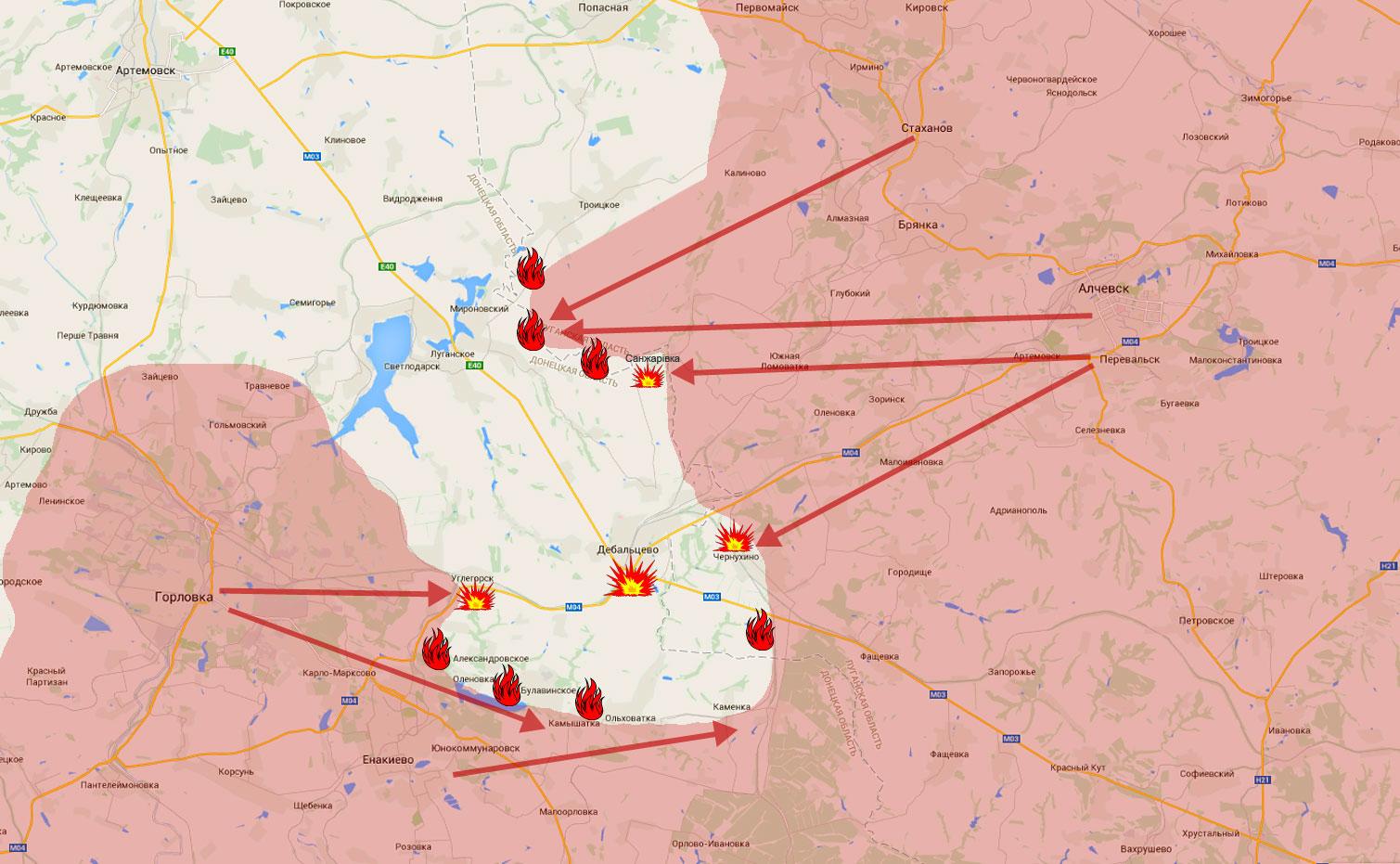 Боевики атакуют Дебальцево в трех направлениях