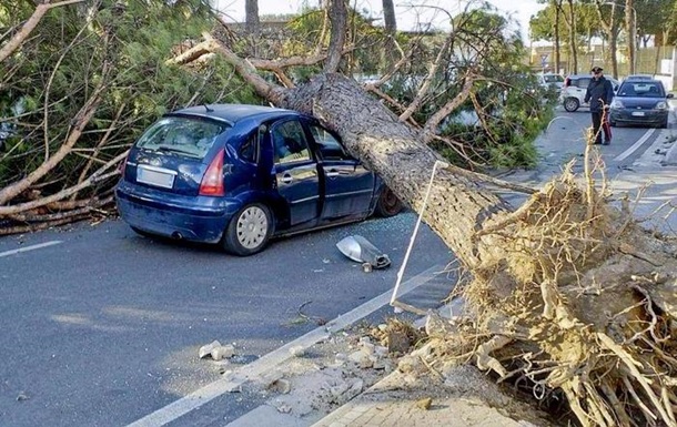 Сильні пориви вітру в декількох регіонах країни спричинили падіння дерев, руйнування будівель та інших конструкцій.
