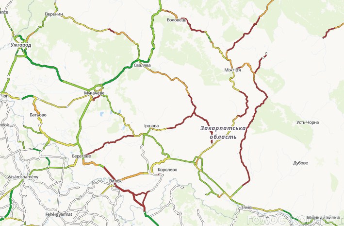 По данным сайта Navizor.com составлен рейтинг районов Закарпатской области с наихудшим качеством дорог. 