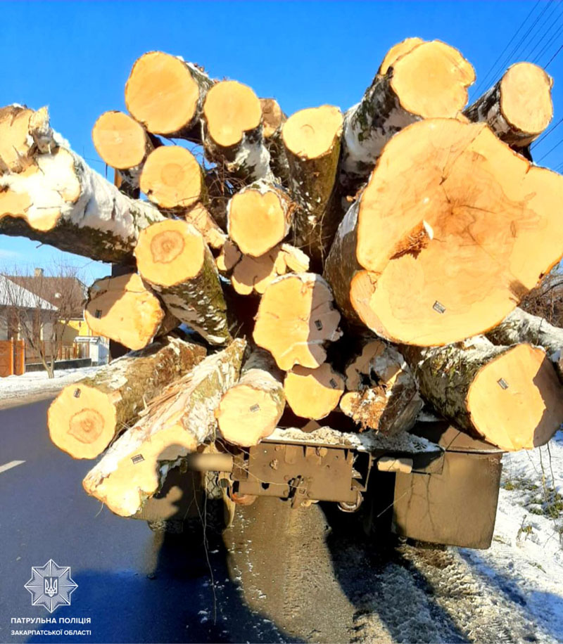 22 января около 10 часов полиция остановила грузовик КРАЗ, который перевозил древесину, за нарушение правил дорожного движения. Это произошло на улице Гагарина, в Ужгороде
