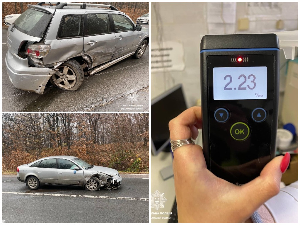 Авария произошла на объездной дороге в Ужгороде. Патрули вытащили пьяного водителя в безопасное место.