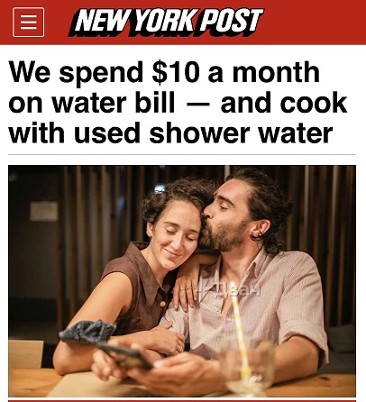 Пара розповіла, що вони витрачають мізерні 10 доларів на місяць на рахунок за воду — і роблять це, повторно використовуючи воду з душу для приготування їжі.