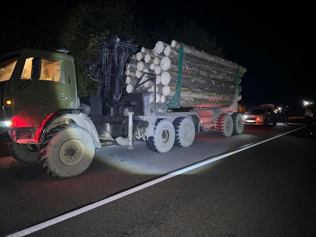 На Закарпатті поліція виявила чергову вантажівку з нелегальною деревиною (ФОТО)