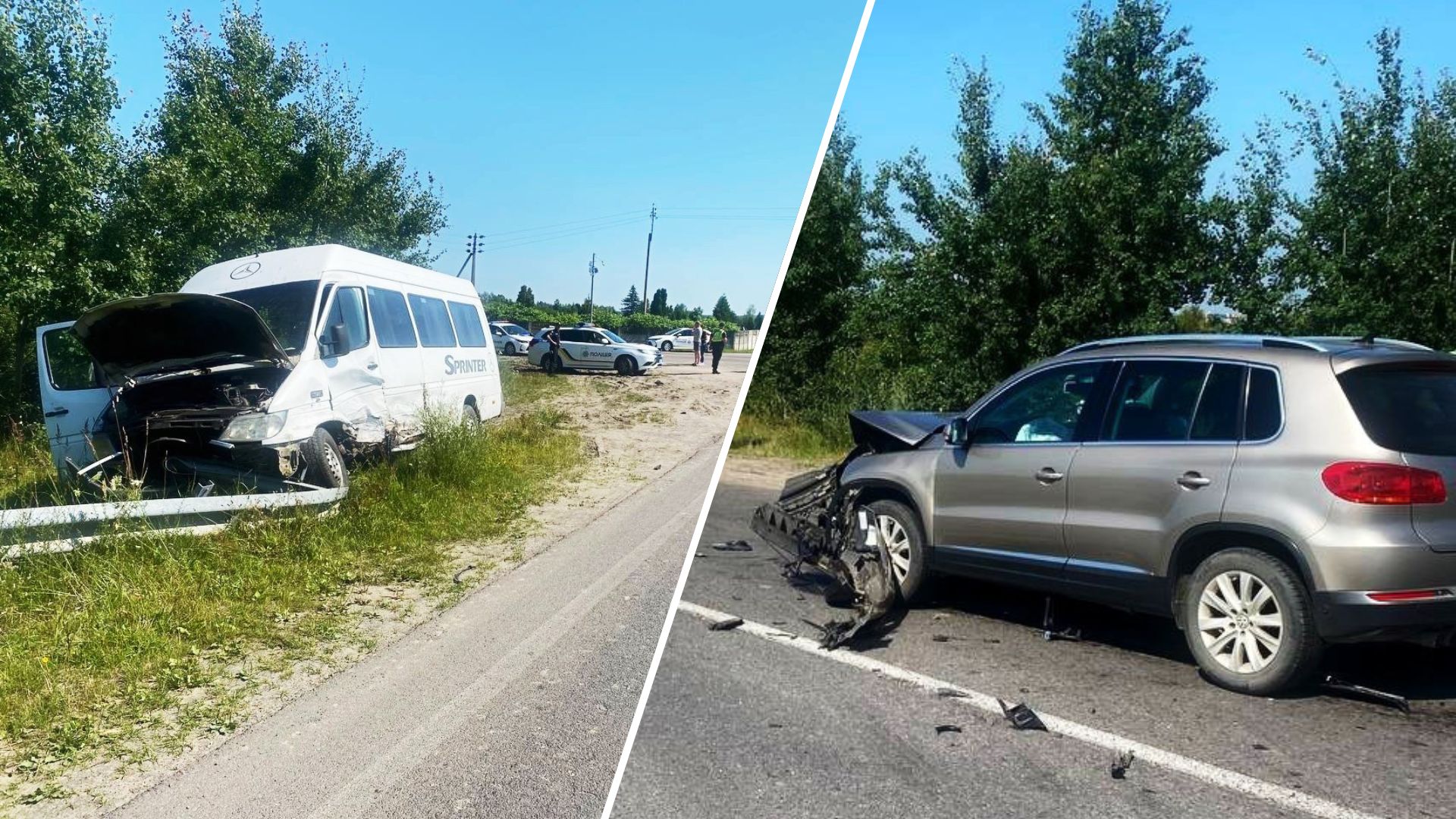 Сплутала педалі: на Заході України водійка кросовера зіткнулася з маршруткою, є постраждалі (ФОТО)