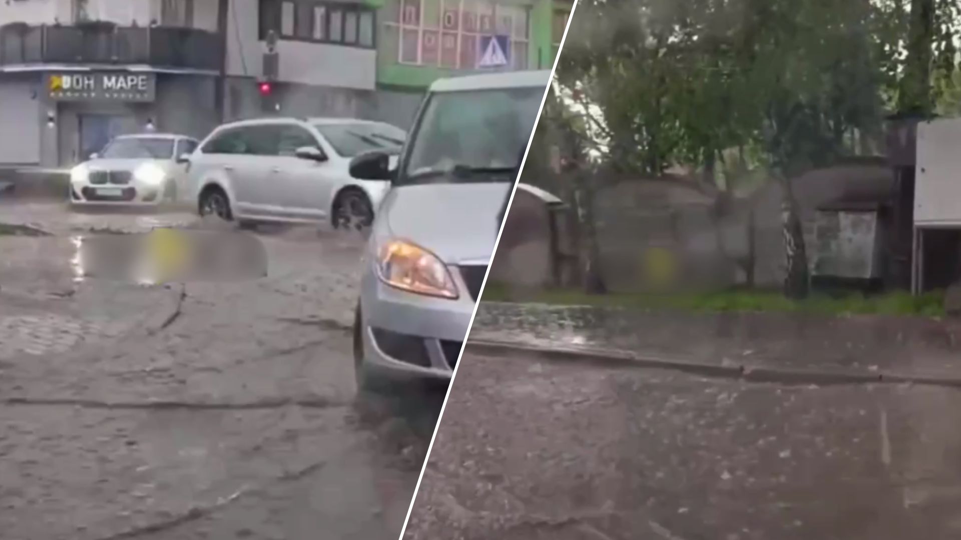 На Закарпатті одне з міст "пішло під воду". Жахливі кадри негоди у регіоні (ВІДЕО)