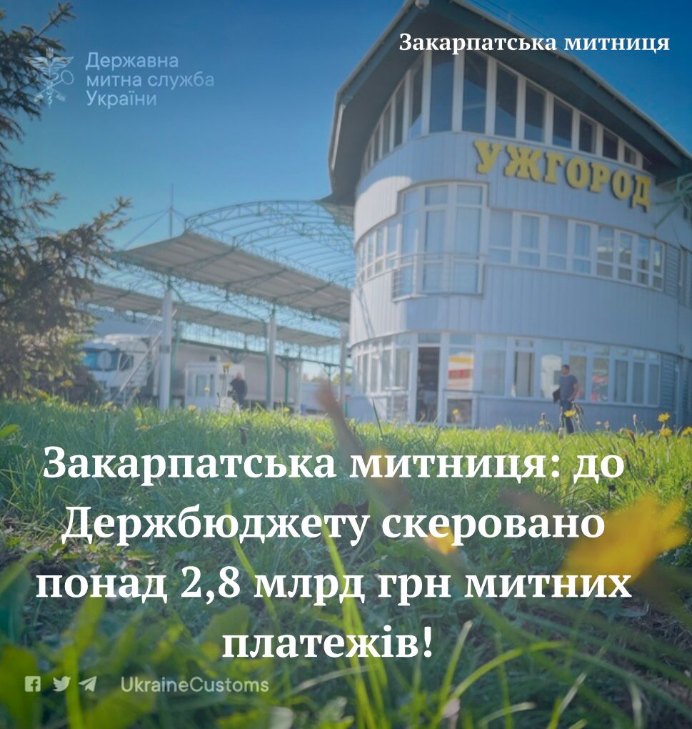 Закарпатська митниця поповнила держбюджет на майже 3 мільярди гривень