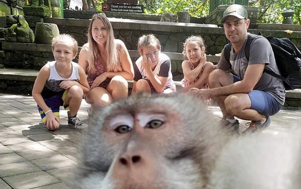 Туристи вирішили відвідати знаменитий ліс мавп на Балі, але одна з тварин зробила знімок із 