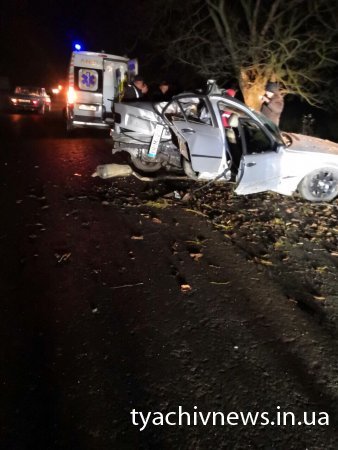 Авто влетіло у дерево - водій загинув, пасажир у лікарні.