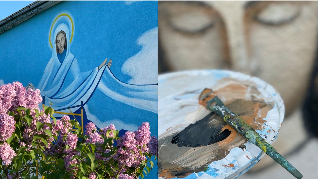 У селі Широкому Закарпатської області художниця з Харкова Анастасія Худякова намалювала патріотичний мурал 
