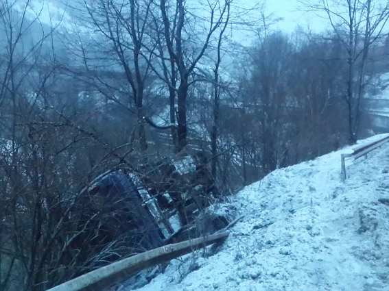 Закарпатська поліція з'ясовує обставини ДТП, де автобус від падіння у провалля врятувало дерево