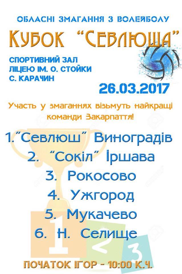На Виноградовщине за Кубок "Севлюша" будут соревноваться лучшие волейболисты области
