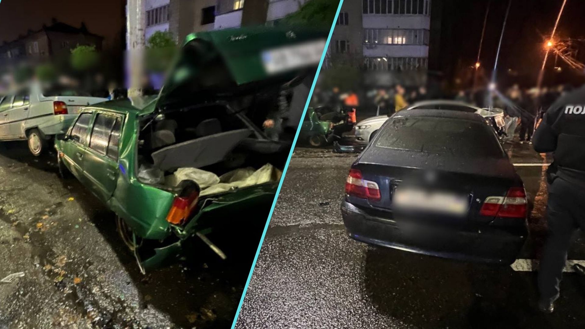 Нічний хаос: пʼяний водій BMW розбив п'ять авто та спровокував масову бійку (ФОТО)