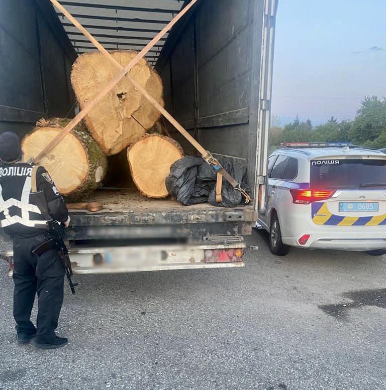 Після проведення огляду поліцейські вилучили транспортний засіб разом із сумнівною лісопродукцією та помістили її на арештмайданчик.