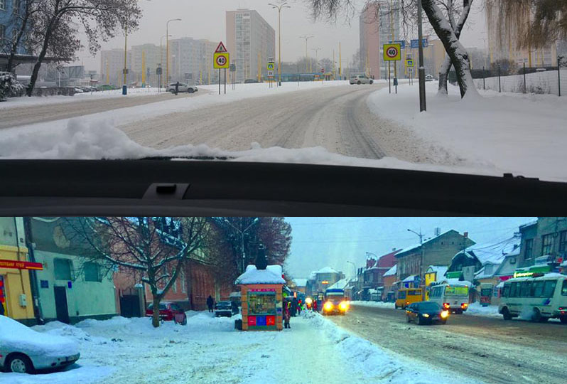 Уже два дня идет снег. Дороги время от времени блокируются, возникают транспортные коллапсы. От водителей слышать нарекания о неудовлетворительной работе коммунальных и дорожных служб.