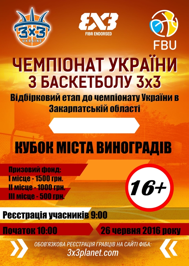 У Виноградові пройде турнір з баскетболу 3х3