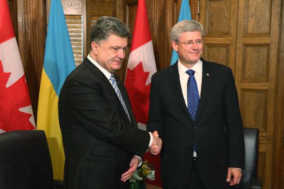 Президент України Петро Порошенко та Прем’єр-міністр Канади Стівен Харпер обговорили ситуацію на Донбасі та економічну співпрацю